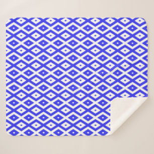 Cobertor Sherpa Padrão real de diamante azul e branco