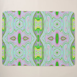 Cobertor Sherpa Padrão retroAbstrato cor-de-rosa, Verde limão e ág