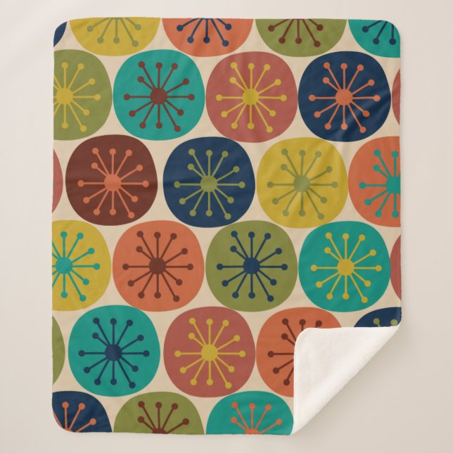 Cobertor Sherpa Padrão Retroativo Do Médio De Pontos Da Era Atômic (Frente)