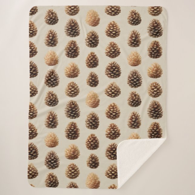 Cobertor Sherpa Padrão Rustic Brown Pine Cone Winter (Frente)