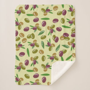 Cobertor Sherpa Padrão Rustic Olive and Olive Leaves