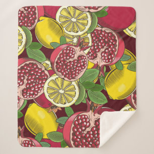 Cobertor Sherpa Padrão sem costura colorido com romãs e lem