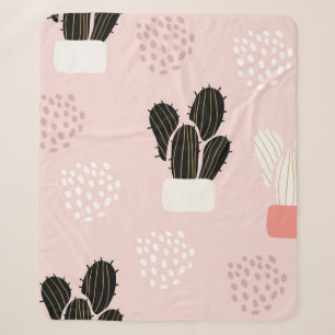 Cobertor Sherpa Padrão sem costura com cactus suculentos folhas