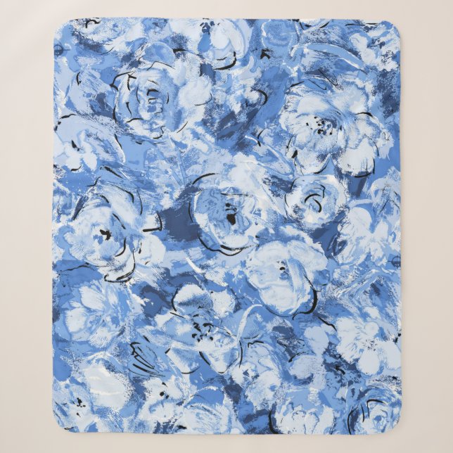 Cobertor Sherpa Padrão sem costura com flores (Frente)