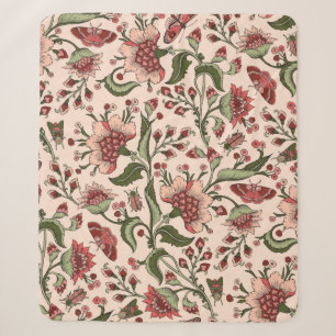 Cobertor Sherpa Padrão sem costura com flores de fantasia, parede