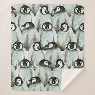 Cobertor Sherpa Padrão sem costura com pinguins bonitos