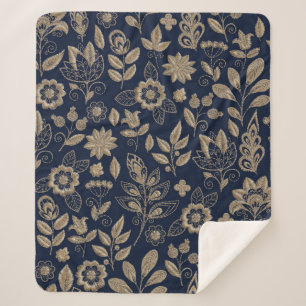 Cobertor Sherpa Padrão sem costura de bordados com lindas flores