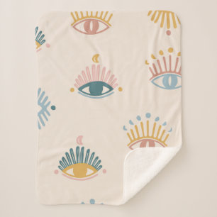 Cobertor Sherpa Padrão sem costura de olhos místicos,fundo míst