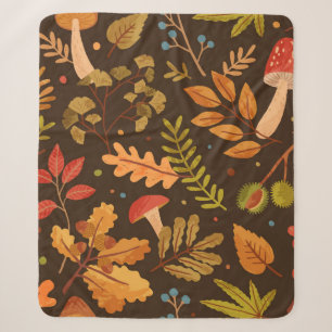 Cobertor Sherpa Padrão sem costura decorado com folhas de outono,