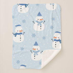 Cobertor Sherpa Padrão sem costura do boneco de neve,fundo de inv