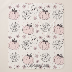 Cobertor Sherpa Padrão sem costura do Pastel Pink Halloween