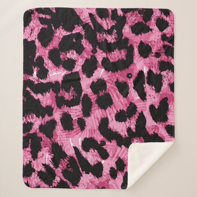 Cobertor Sherpa Padrão sem costura leopardo (Frente)