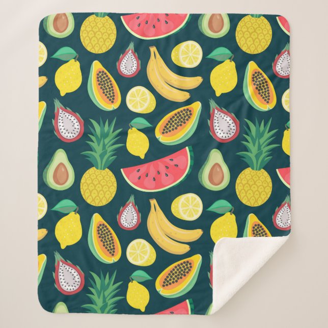 Cobertor Sherpa padrão sem descontinuidades da fruta tropical (Frente)
