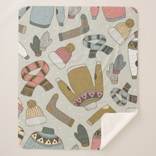 Cobertor Sherpa padrão sem descontinuidades desenhado manualmente  (Frente)