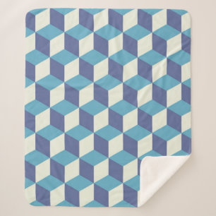 Cobertor Sherpa Padrão sem soldadura Arte do cubo da Vintage, lam