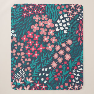 Cobertor Sherpa Padrão sem soldadura de flores de vindima. Sem fi