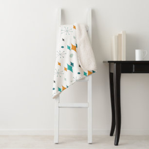 Cobertor Sherpa Padrão Starburst Mid Century Modern