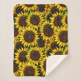 Cobertor Sherpa Padrão Sunny Large Sunflower