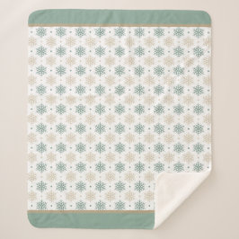 Cobertor Sherpa Padrão Teal Dourado Snowflake