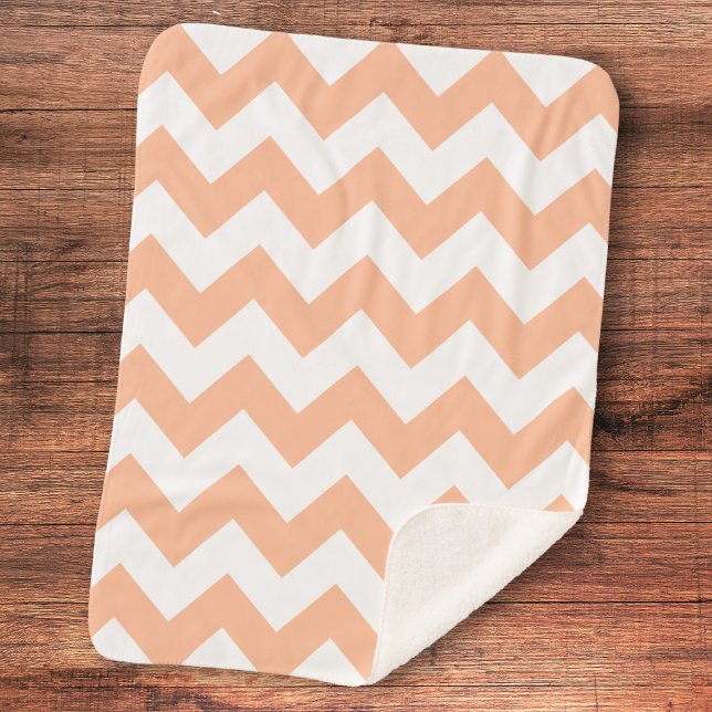 Cobertor Sherpa Padrão Trendy Pastel Peach Chevron (Criador carregado)