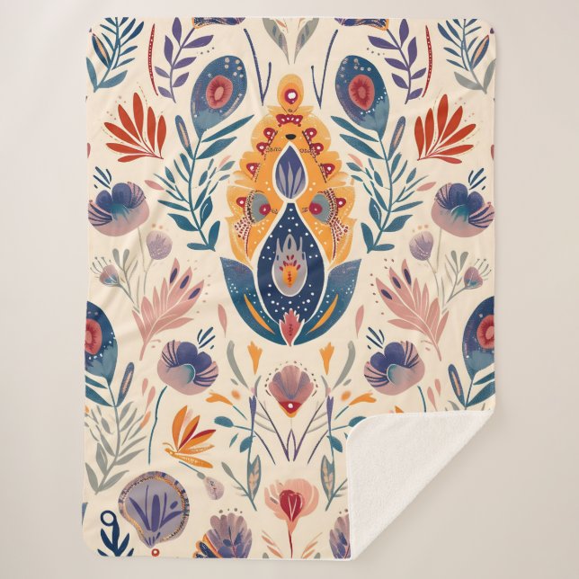 Cobertor Sherpa Padrão tribal de Boho (Frente)