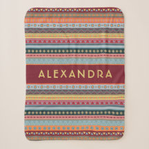 Padrão Tribal Monograma Colorido Sherpa Blanket