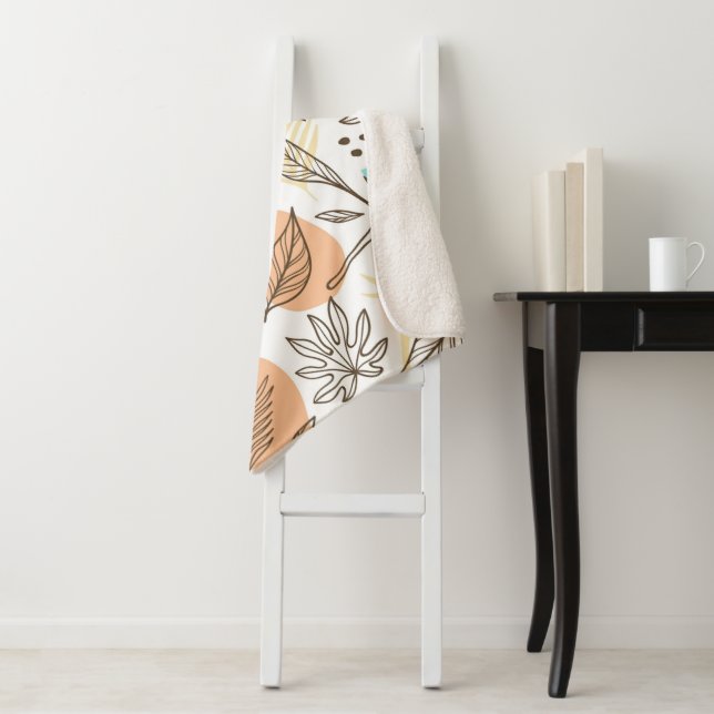 Cobertor Sherpa Padrão tropical de Verão desenhado à mão (In Situ)