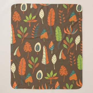 Cobertor Sherpa Padrão Tropical Desenhado à Mão com Folhas Ligadas