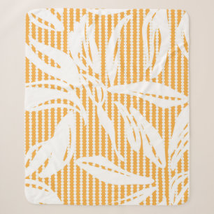 Cobertor Sherpa Padrão uniforme Floral Laranja com fundo estriado