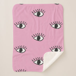 Cobertor Sherpa Padrão uniforme moderno com olhos desenhados à mão