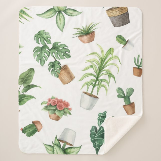 Cobertor Sherpa Padrão vegetal (Frente)