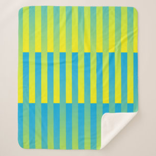 Cobertor Sherpa Padrão verde amarelo azul riscado