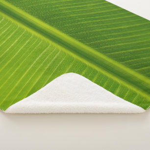 Cobertor Sherpa Padrão verde de folha de bananas fresco