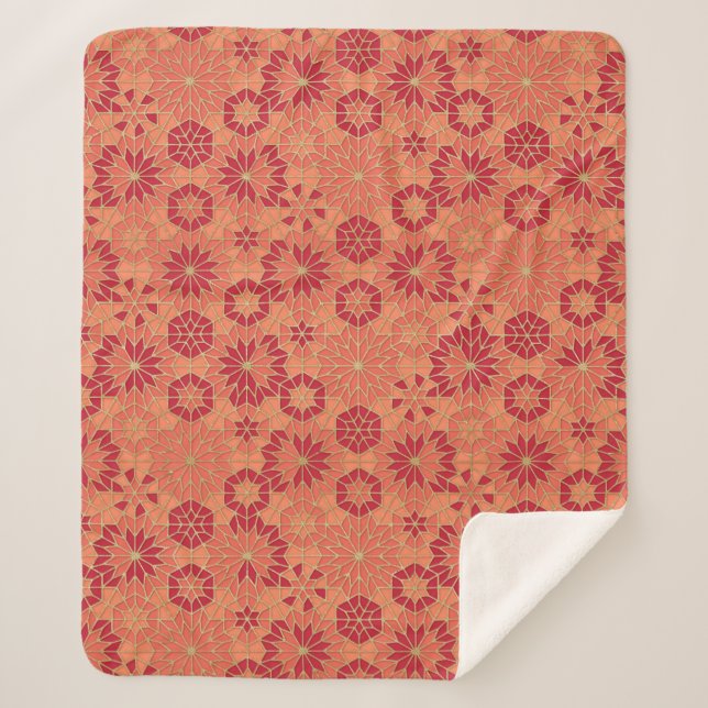 Cobertor Sherpa Padrão vermelho e laranja (Frente)