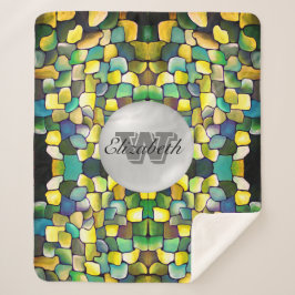 Cobertor Sherpa Padrão Vívido Geométrico Monograma