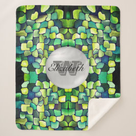 Cobertor Sherpa Padrão Vívido Geométrico Monograma