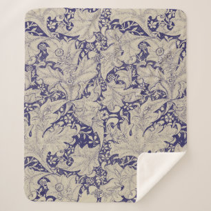 Cobertor Sherpa Padrão Wallflower Azul Antigo de William Morris