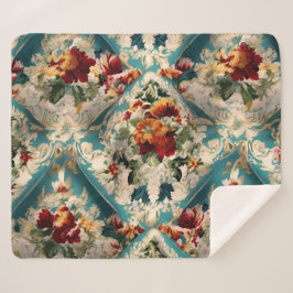 Cobertor Sherpa Padrão Whimsical Italiano Floral Damask
