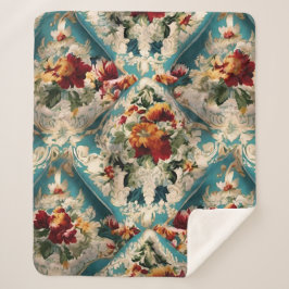 Cobertor Sherpa Padrão Whimsical Italiano Floral Damask