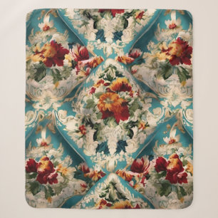 Cobertor Sherpa Padrão Whimsical Italiano Floral Damask