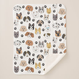 Cobertor Sherpa Padrões Coloridos De Cães Engraçados E Cães Cachor