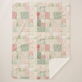Cobertor Sherpa Padrões de Colcha Floral Rosa Menta Ocidental