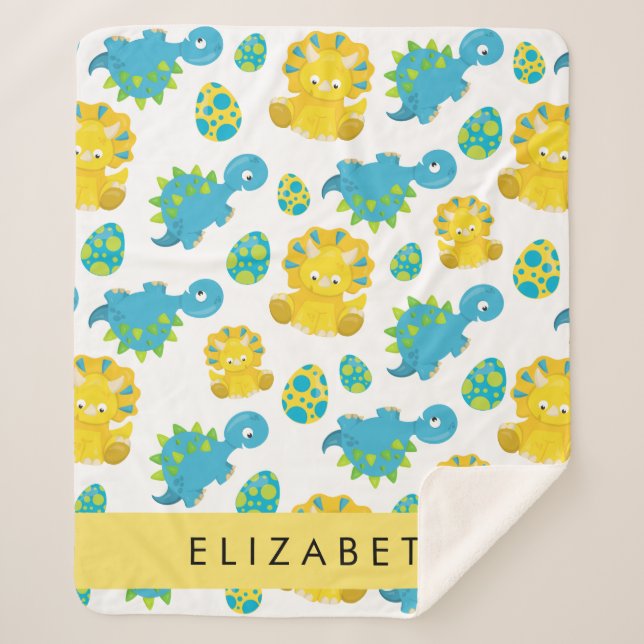 Cobertor Sherpa Padrões De Dinossauros, Dinossauros Bonitos, Seu N (Frente)