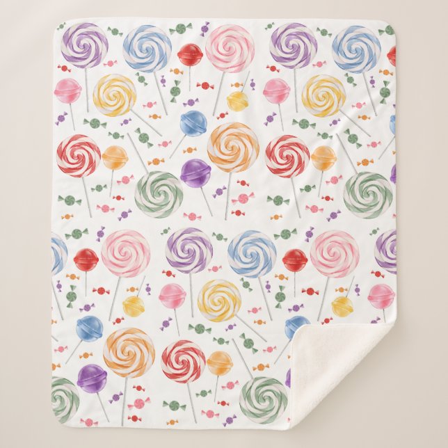Cobertor Sherpa Padrões de doce colorido Sherpa Blanket (Frente)