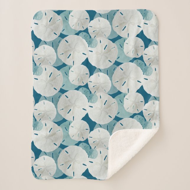 Cobertor Sherpa Padrões de Dólares de Areia Azul (Frente)