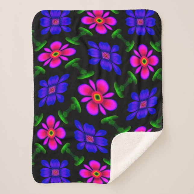 Cobertor Sherpa Padrões de flores rosa adoráveis (Frente)