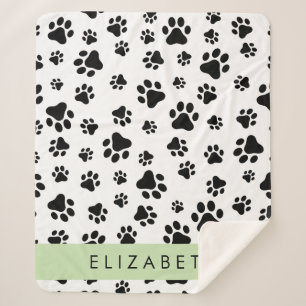 Cobertor Sherpa Padrões de pata, patas de cão, preto e branco, seu