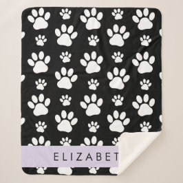 Cobertor Sherpa Padrões de pata, patas de cão, preto e branco, seu