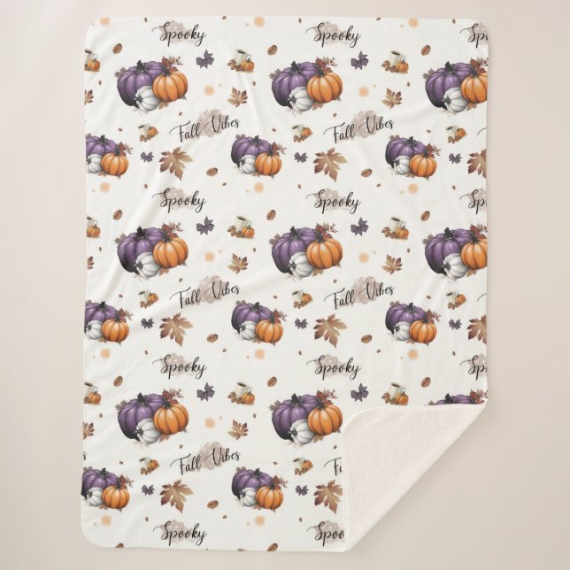 Cobertor Sherpa Padrões de queda de vibes sem costura (Frente)