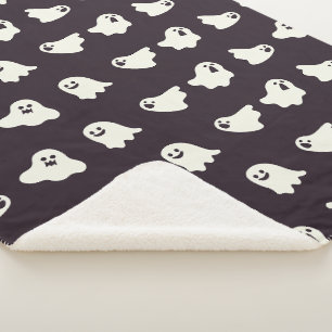 Cobertor Sherpa Padrões Fantasma Cute do Halloween Cair Sherpa Bla